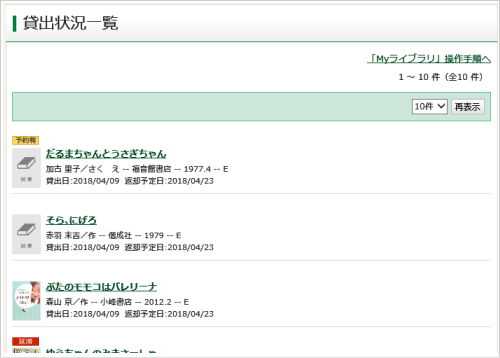 貸出状況一覧画面