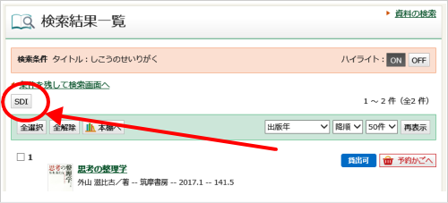 検索結果一覧画面